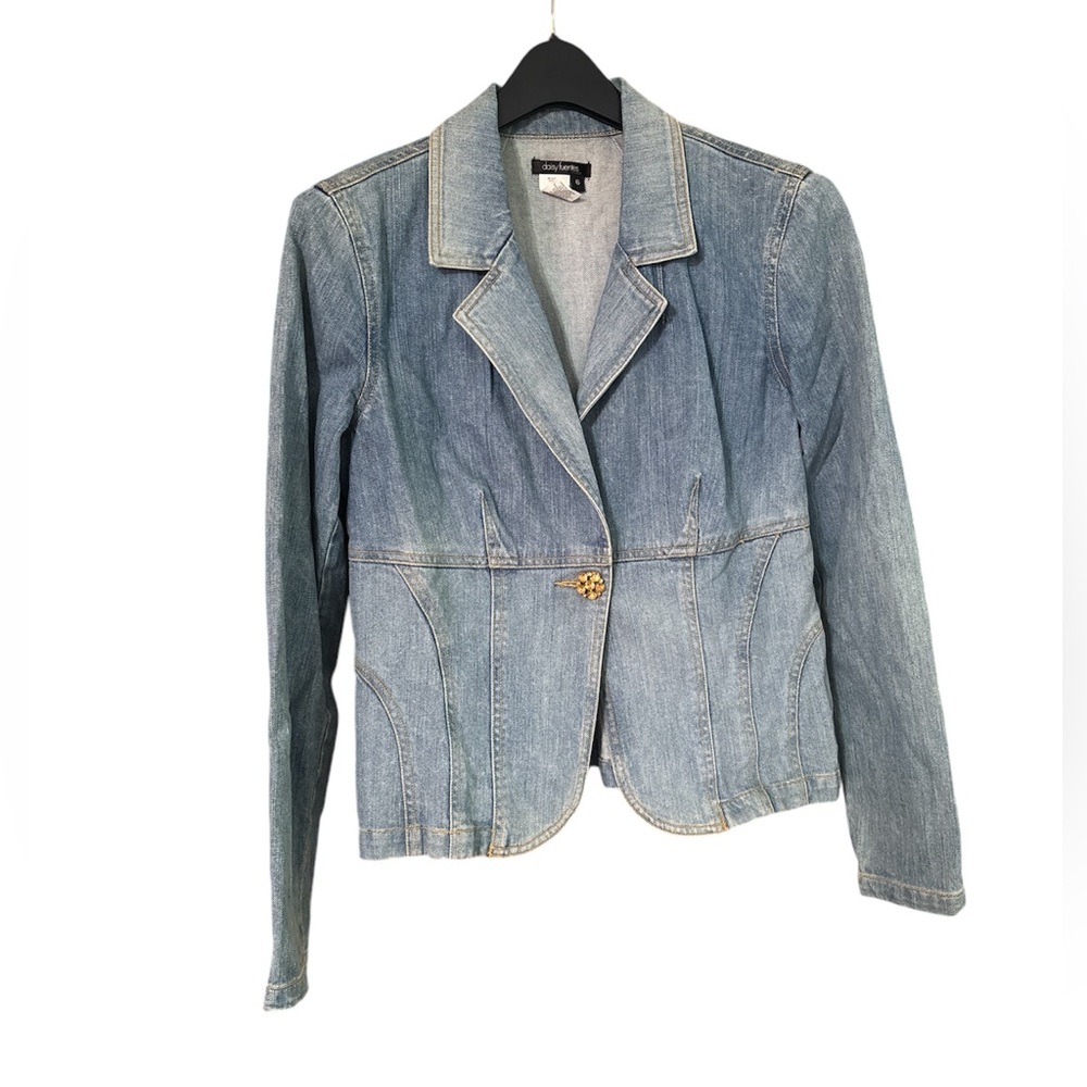 Daisy Fuentes peplum jean jacket size 6“Circa 2006–2008”